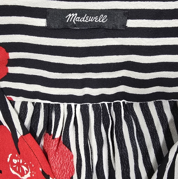 Madewell women striped wrap top candied orchids floral romantic valentine - Picture 9 of 9